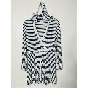 Mott 50 Sun Protective Fashion Mini Fit & Flare Blue White Stripe Hooded Longsle